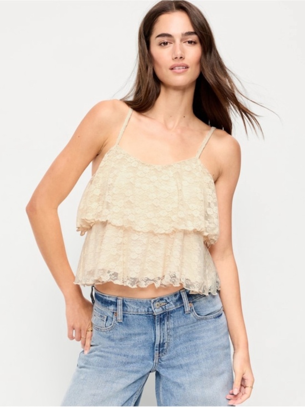 NEW…Lace Tiered Ruffle Top